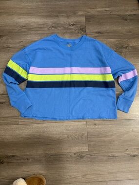 Aerie Striped Crewneck Sweatshirt with Pastel Accents